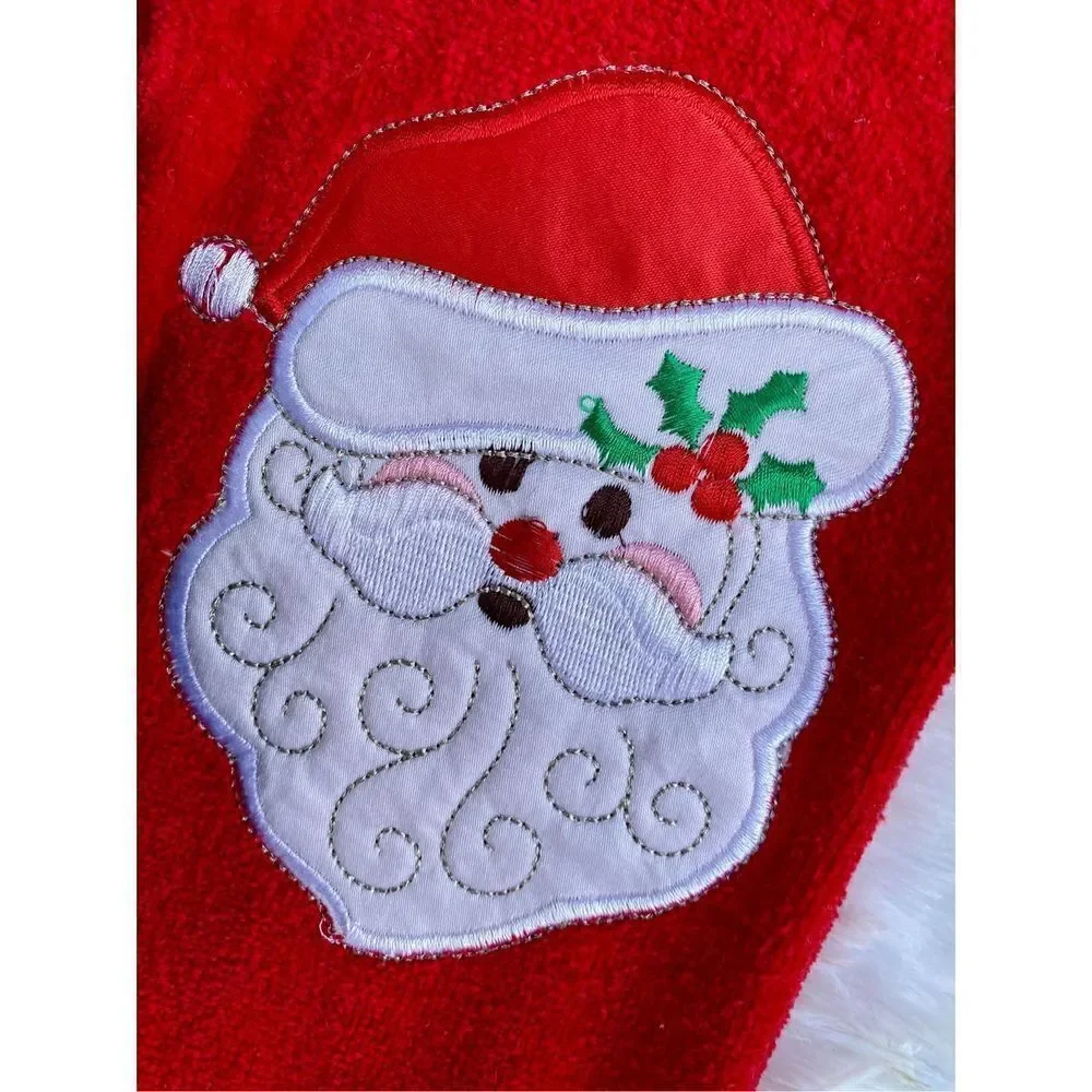 NWT NEW 3 PC Red Cream Green Christmas Vintage Santa Hand Towels